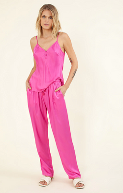 Ceres Solid Pink Silk Pant