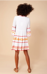 Hale Bob Pink Taliah Embroidered Crinkle Gauze Dress