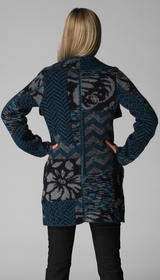 Teal Buckle Wrap Wool Sweater Coat