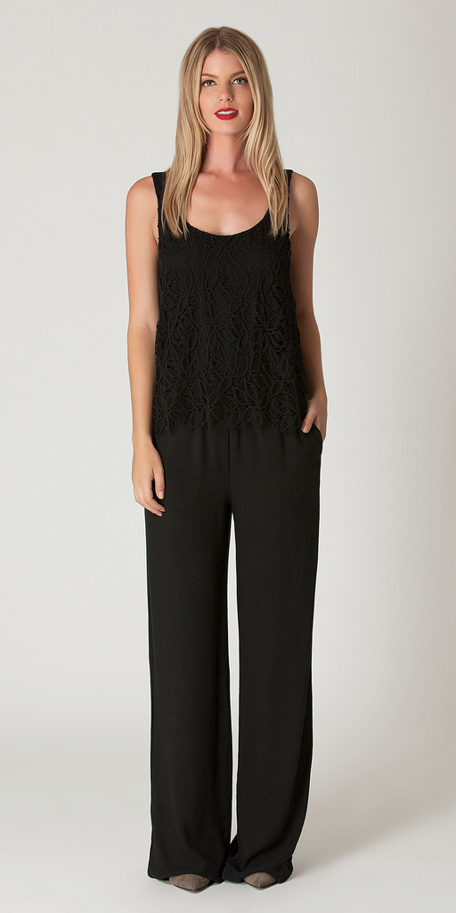 Lace Trimmed Twill Jumpsuit