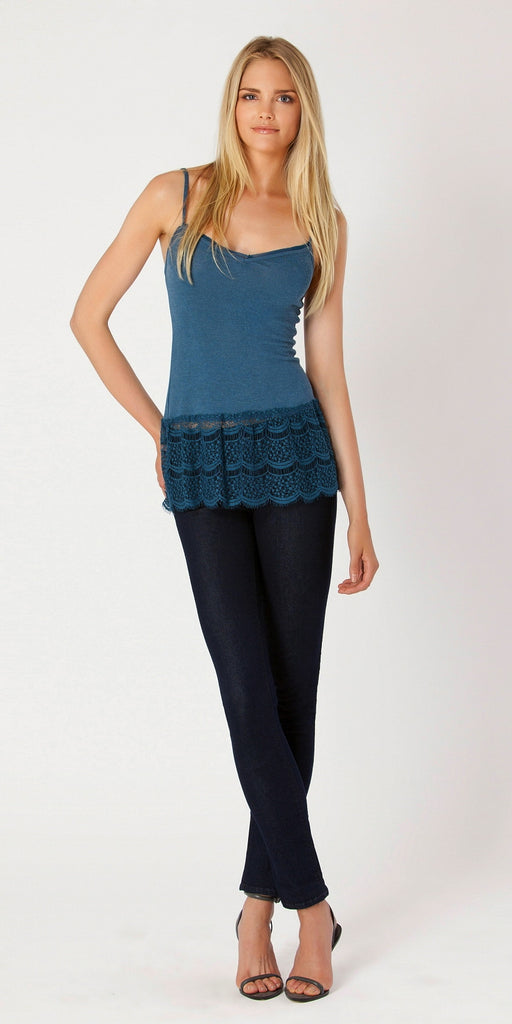 Lace Trimmed Knit Tank Top