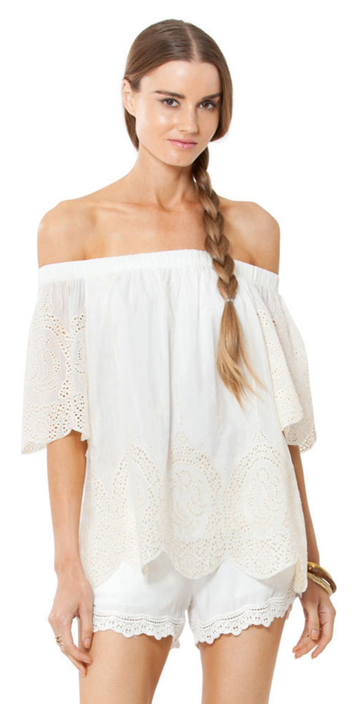 Silk Cotton Voile Off Shoulder Top
