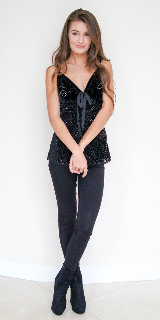 Beaded Silk Velvet Cami