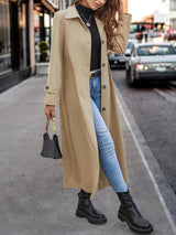 Women's Collared Neck Button Front Trench Coat