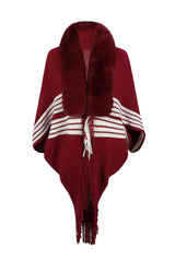 Striped Fringe Detail Long Sleeve Cardigan