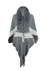 Striped Fringe Detail Long Sleeve Cardigan