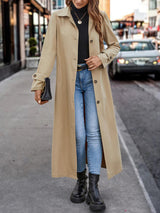 Women's Collared Neck Button Front Trench Coat
