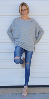 Oversized Tie Sleeve Sweater