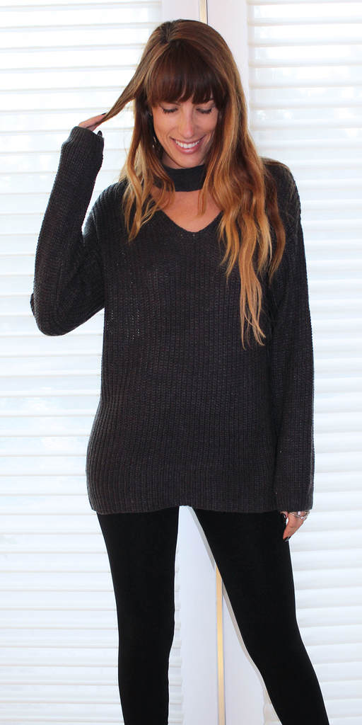 Black choker hot sale neck sweater