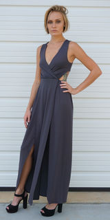 M Slit Jersey Cut Out Maxi Dress