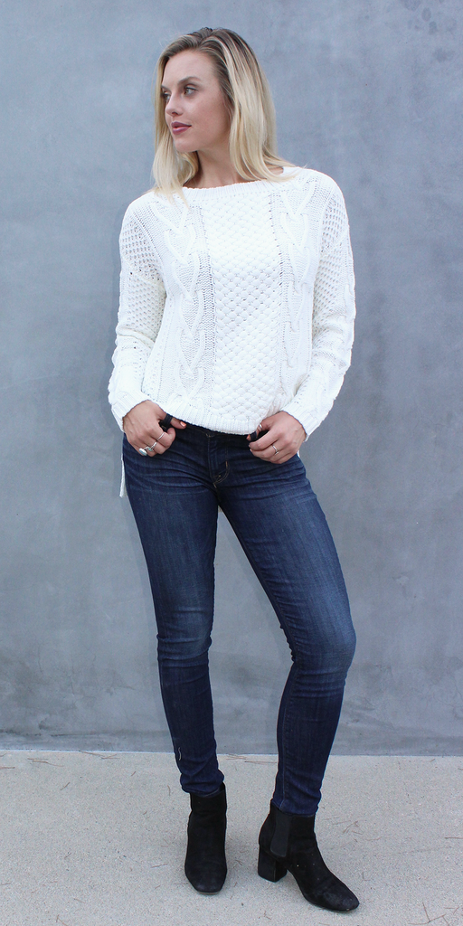 High Low Cable Knit Sweater