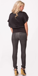 Metallic Coated Black Skinny Jeans