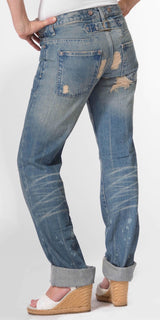 Stonewash Distressed Boyfriend Jeans