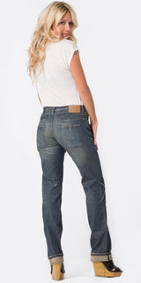 Medium Wash Distressed Boyfriend Jeans