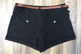 Belted Black Linen Girlfriend Shorts