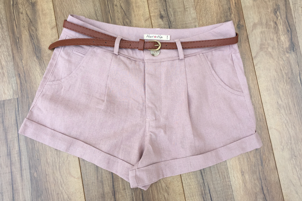 Belted Linen Girlfriend Shorts