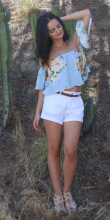 Belted White Linen Girlfriend Shorts