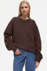 Round Crew Neck Dropped Shoulder Sweater