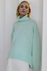 Super Soft Oversized Turtleneck Dropped Shoulder Long Sleeve Sweater