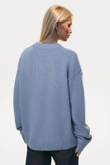 Round Crew Neck Dropped Shoulder Sweater