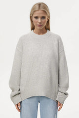 Round Crew Neck Dropped Shoulder Sweater