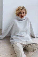 Super Soft Oversized Turtleneck Dropped Shoulder Long Sleeve Sweater