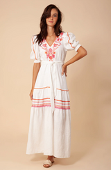 Loma Embroidered Linen Maxi Dress