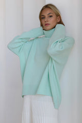 Super Soft Oversized Turtleneck Dropped Shoulder Long Sleeve Sweater