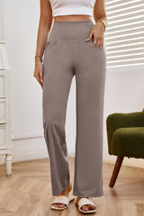 High Waist Wide Leg Pants with Pockets