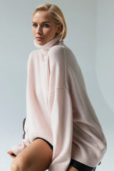 Super Soft Oversized Turtleneck Dropped Shoulder Long Sleeve Sweater