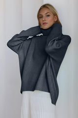 Super Soft Oversized Turtleneck Dropped Shoulder Long Sleeve Sweater