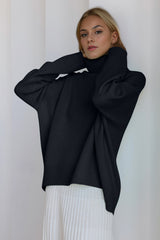 Super Soft Oversized Turtleneck Dropped Shoulder Long Sleeve Sweater