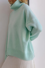 Super Soft Oversized Turtleneck Dropped Shoulder Long Sleeve Sweater