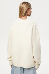 Round Crew Neck Dropped Shoulder Sweater