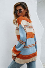 Loose Knit  Color Block Scoop Neck Sweater