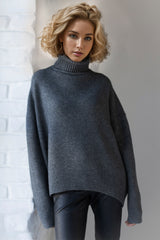 Super Soft Oversized Turtleneck Dropped Shoulder Long Sleeve Sweater