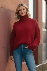 Super Soft Oversized Turtleneck Dropped Shoulder Long Sleeve Sweater