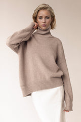 Super Soft Oversized Turtleneck Dropped Shoulder Long Sleeve Sweater