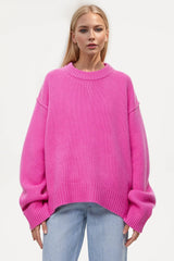 Round Crew Neck Dropped Shoulder Sweater