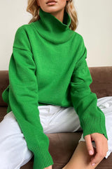 Super Soft Oversized Turtleneck Dropped Shoulder Long Sleeve Sweater