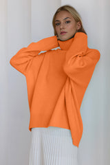 Super Soft Oversized Turtleneck Dropped Shoulder Long Sleeve Sweater