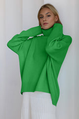 Super Soft Oversized Turtleneck Dropped Shoulder Long Sleeve Sweater