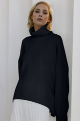 Super Soft Oversized Turtleneck Dropped Shoulder Long Sleeve Sweater