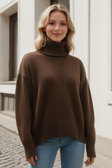 Super Soft Oversized Turtleneck Dropped Shoulder Long Sleeve Sweater