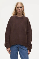 Round Crew Neck Dropped Shoulder Sweater