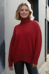 Super Soft Oversized Turtleneck Dropped Shoulder Long Sleeve Sweater