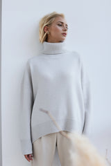 Super Soft Oversized Turtleneck Dropped Shoulder Long Sleeve Sweater