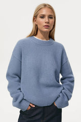 Round Crew Neck Dropped Shoulder Sweater