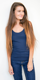 Navy Ribbed Cotton Tank Top