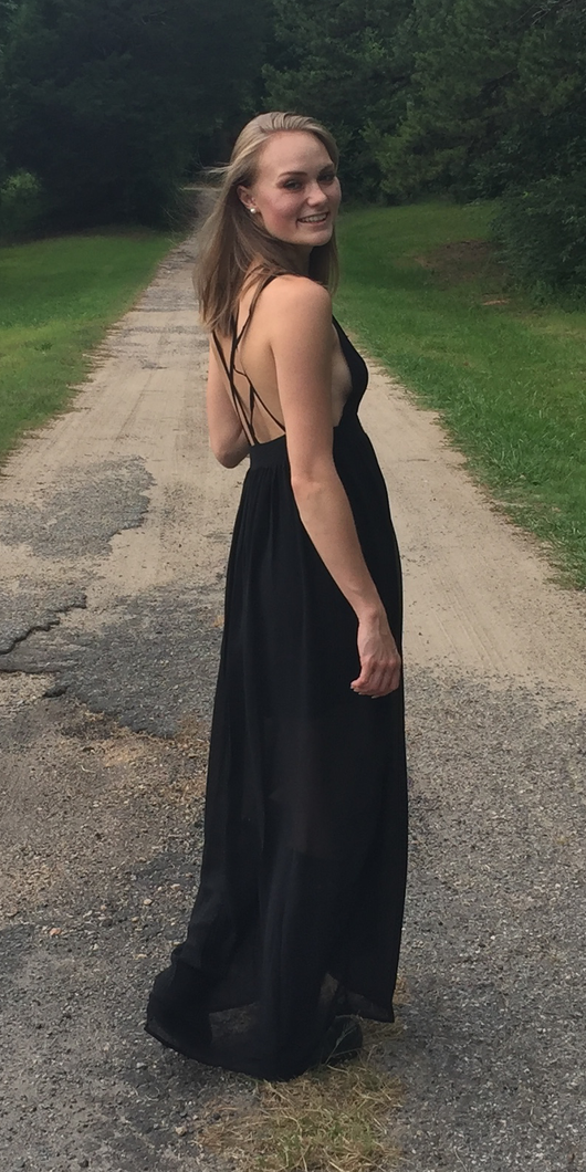 Black strappy back sales detail chiffon maxi dress